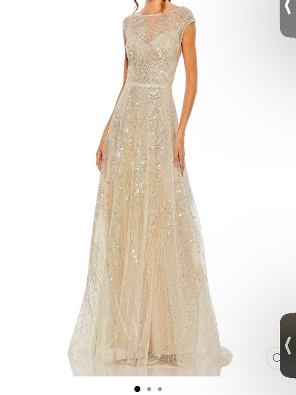 Mac Duggal Champagne Beaded A-Line Wedding Dress